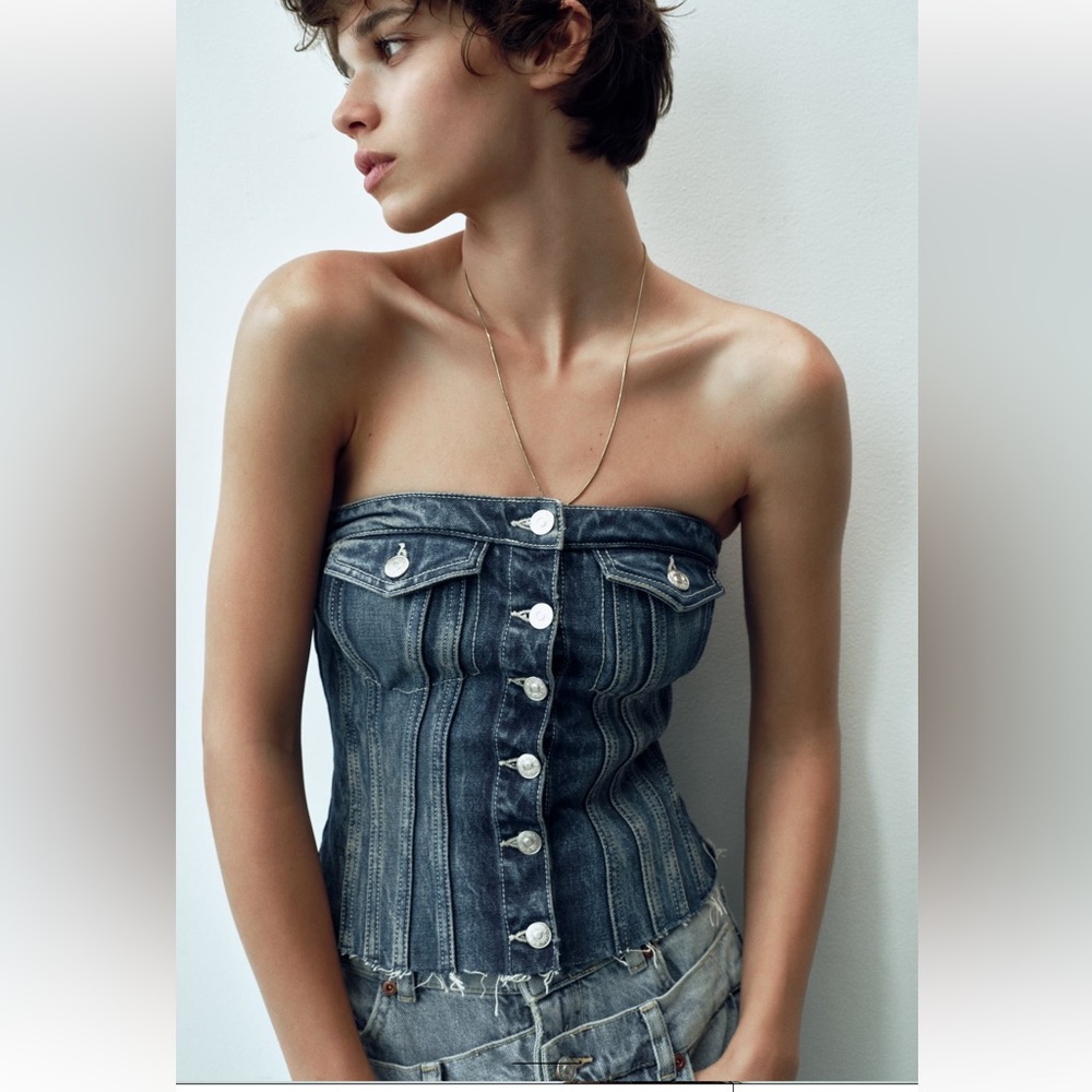 ZARA DENIM TRF CORSET TOP